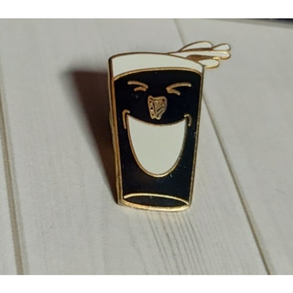 Funny Smiling Coffee Cup Pin Humor Lapel Hat Badge